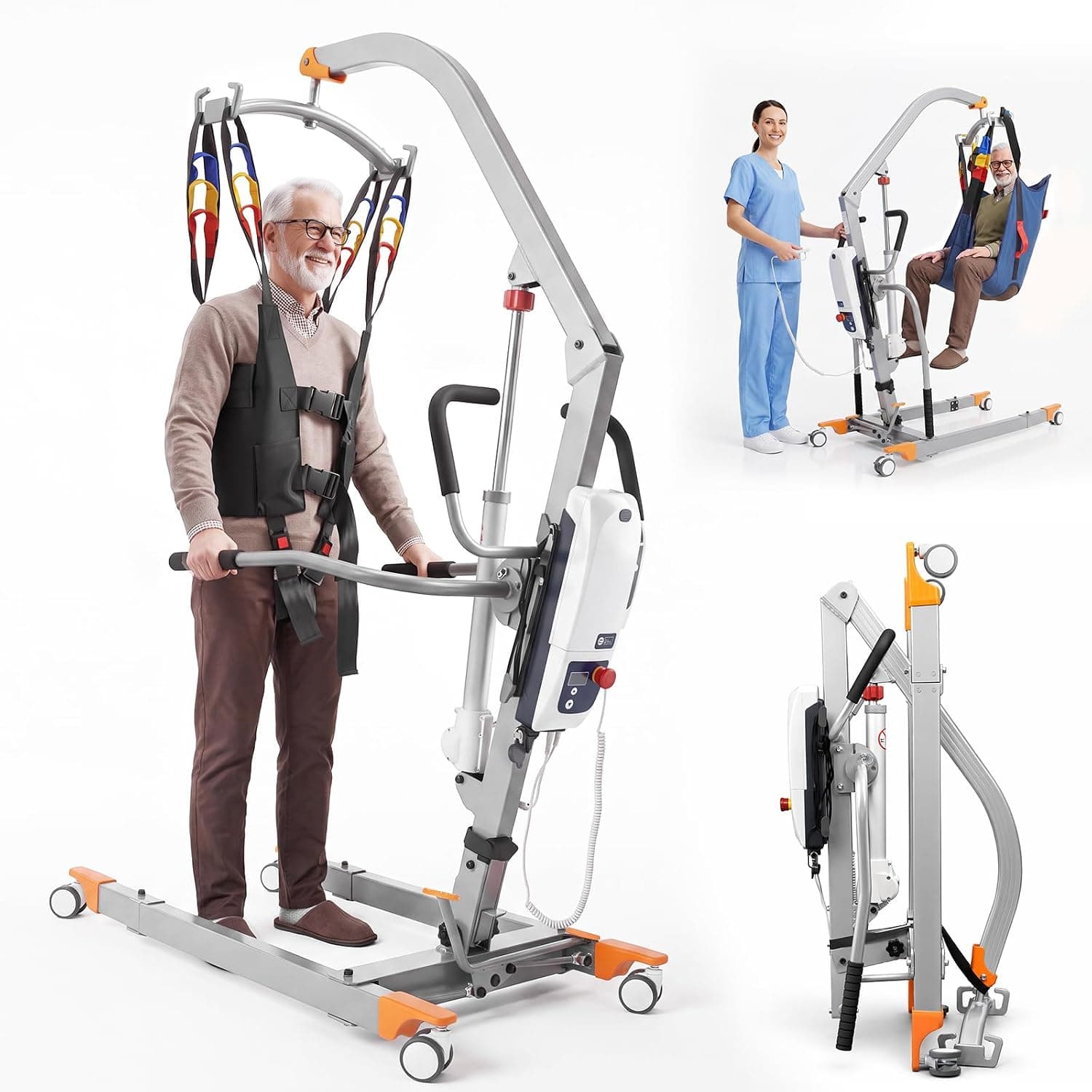2-in-1 Aluminum Electric Patient Lift with 2 Slings