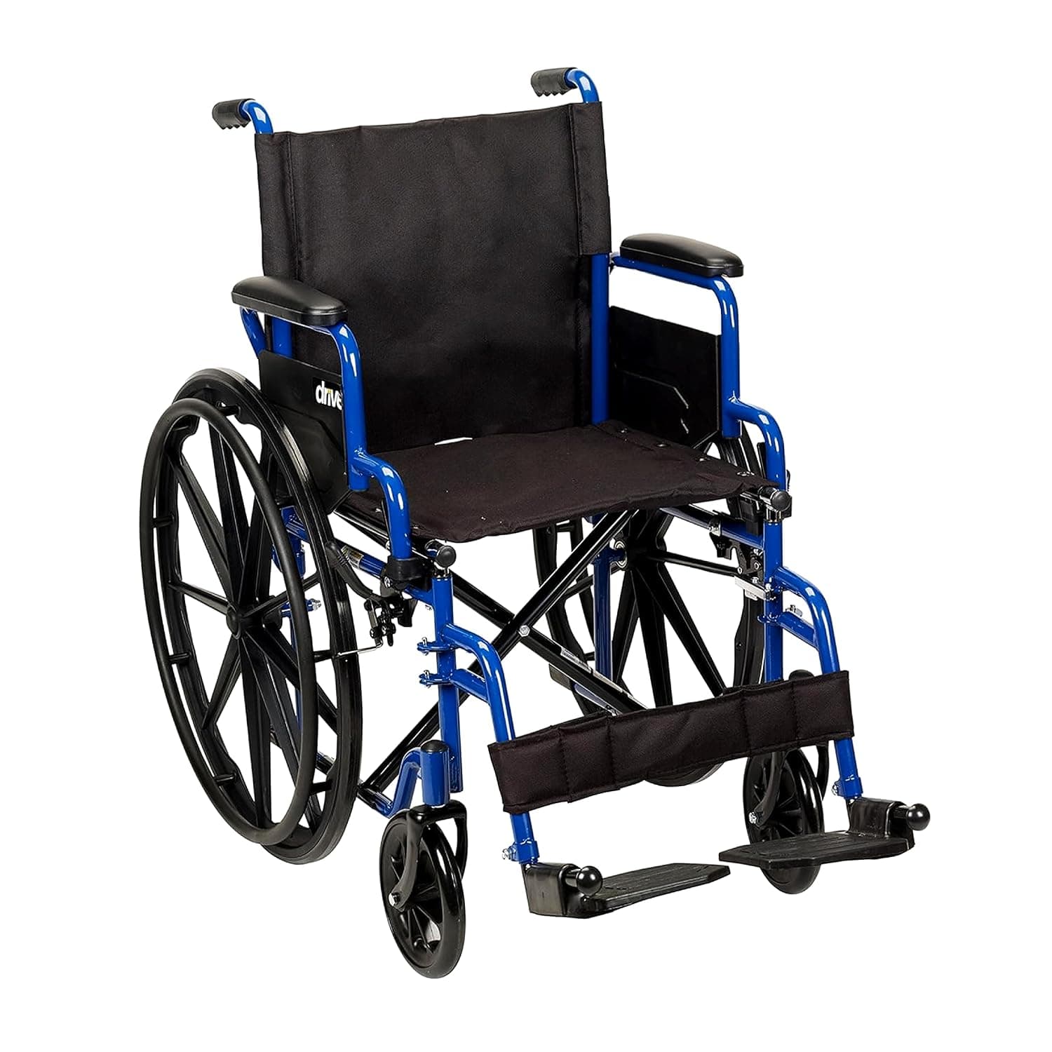 Drive Medical Blue Streak Lightweight Wheelchair, Footrests, 18" Seat